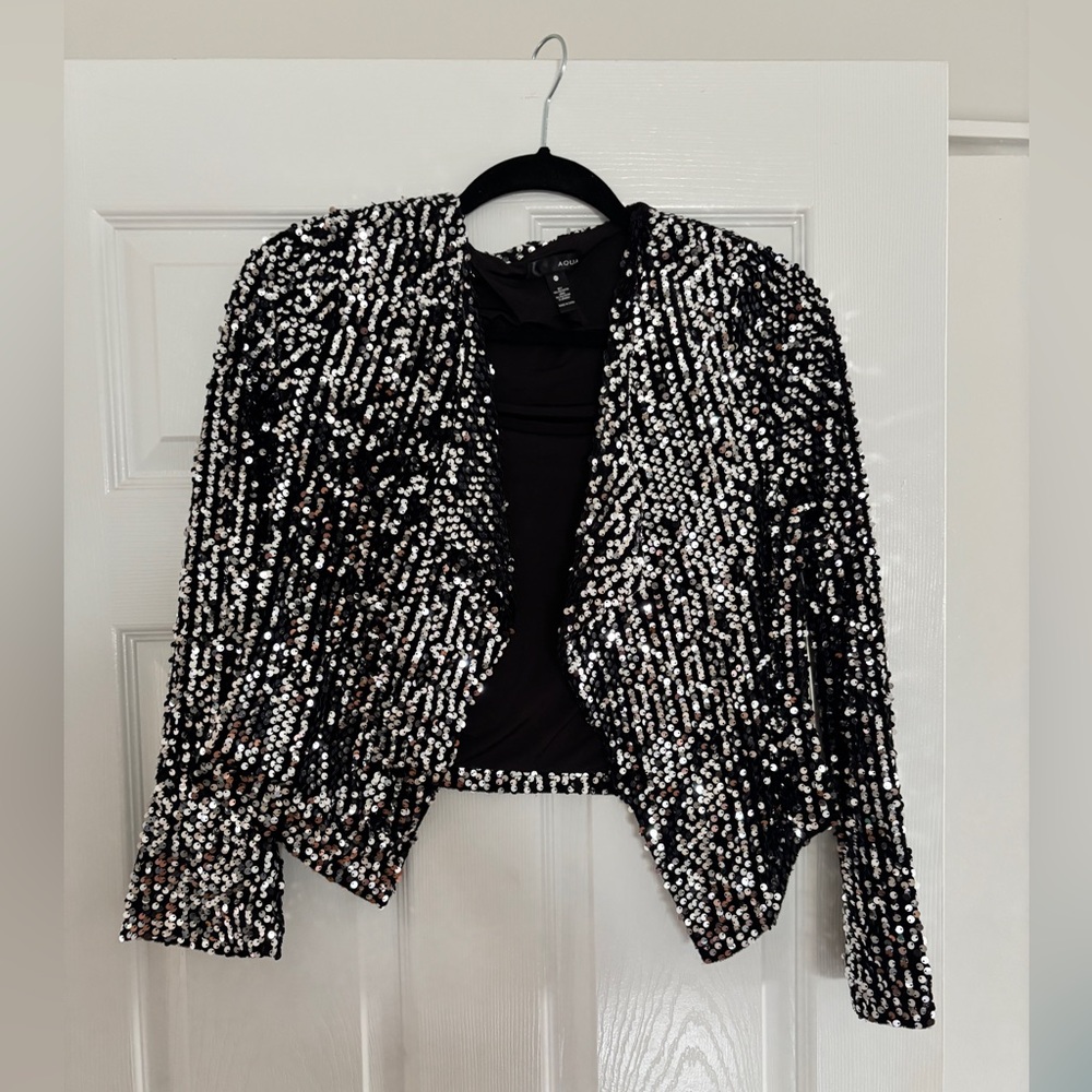 Bloomingdale’s AQUA sequin Cropped Blazer Jacket